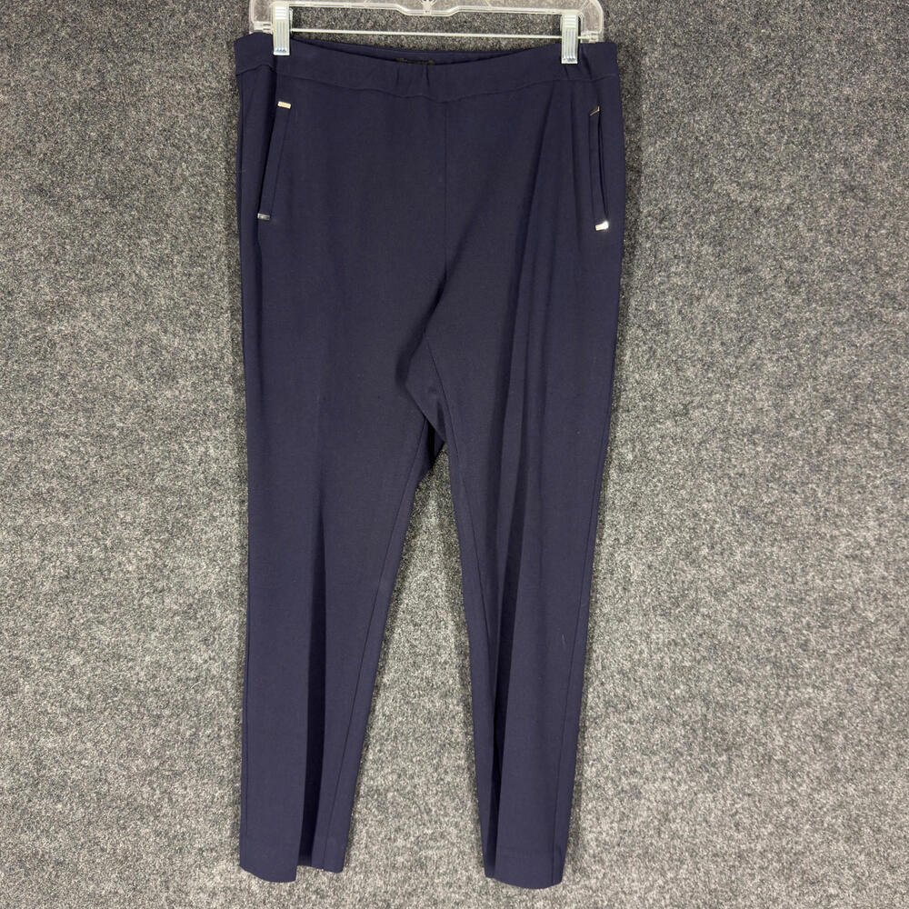 Soho Dress Pants Women M Medium Blue High Rise Pleated Skinny Pockets Pull On